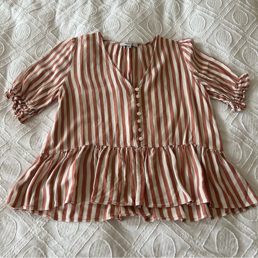 Madewell Striped Peplum Top